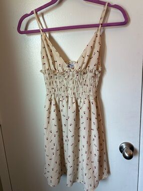 Princess Polly Cream Dress with Tiny Red Rose Print